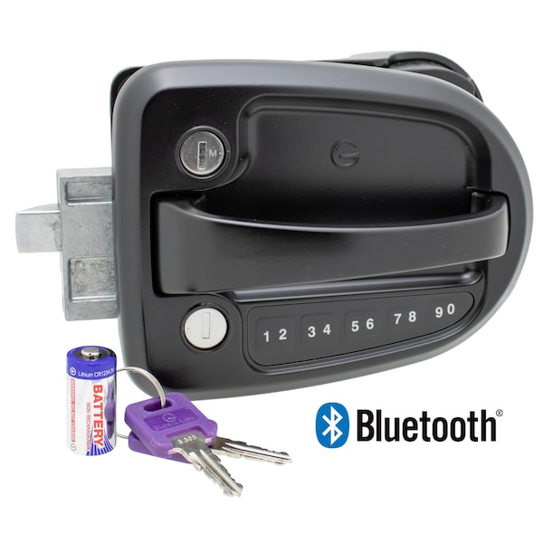 Global Deluxe Bluetooth, Keypad entry, or Keys, RV Towable Entry Door Lock, inGin Keyed, Replaces std. lock TTLBT-46160B-2006-1PK - main